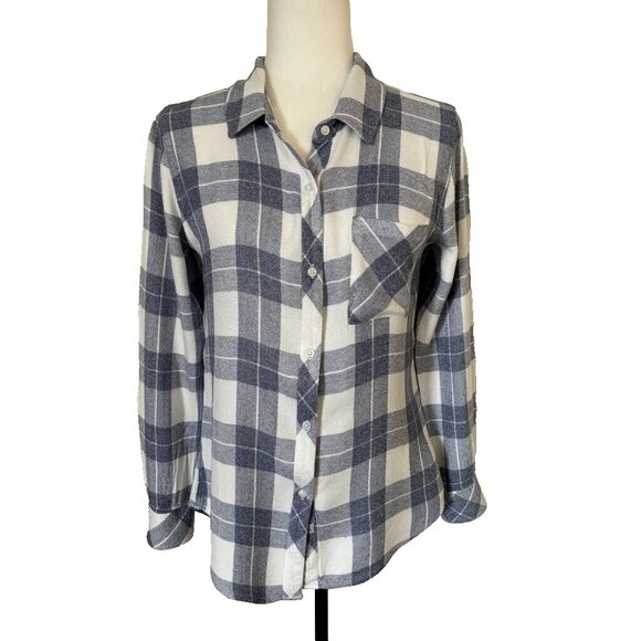Rails Tops - RAILS Long Sleeve Shirt Size Small Button Up White Blue Hunter River Melange
